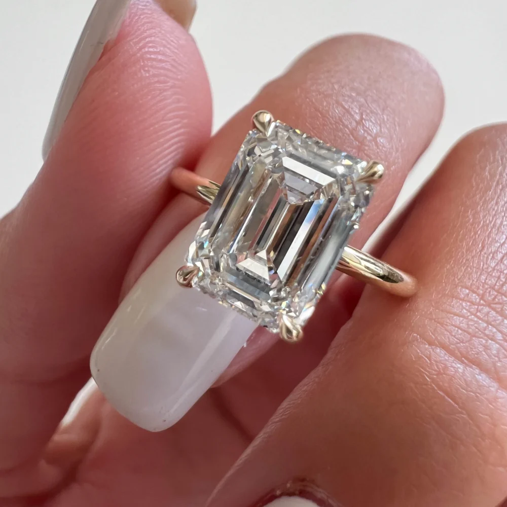 2 CT Emerald Cut Diamond Engagement Ring, EF/VVS Lab Grown Diamond Ring