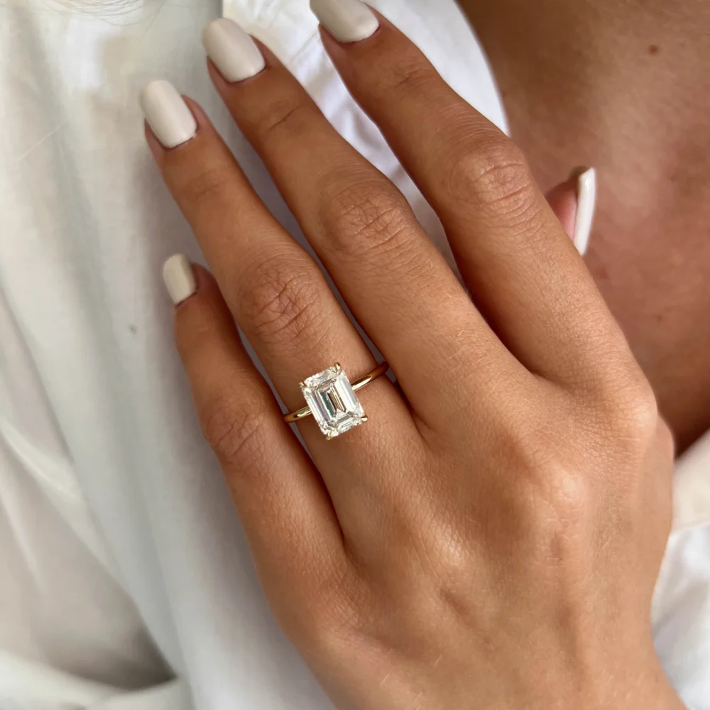 2 CT Emerald Cut Diamond Engagement Ring, EF/VVS Lab Grown Diamond Ring - Image 6